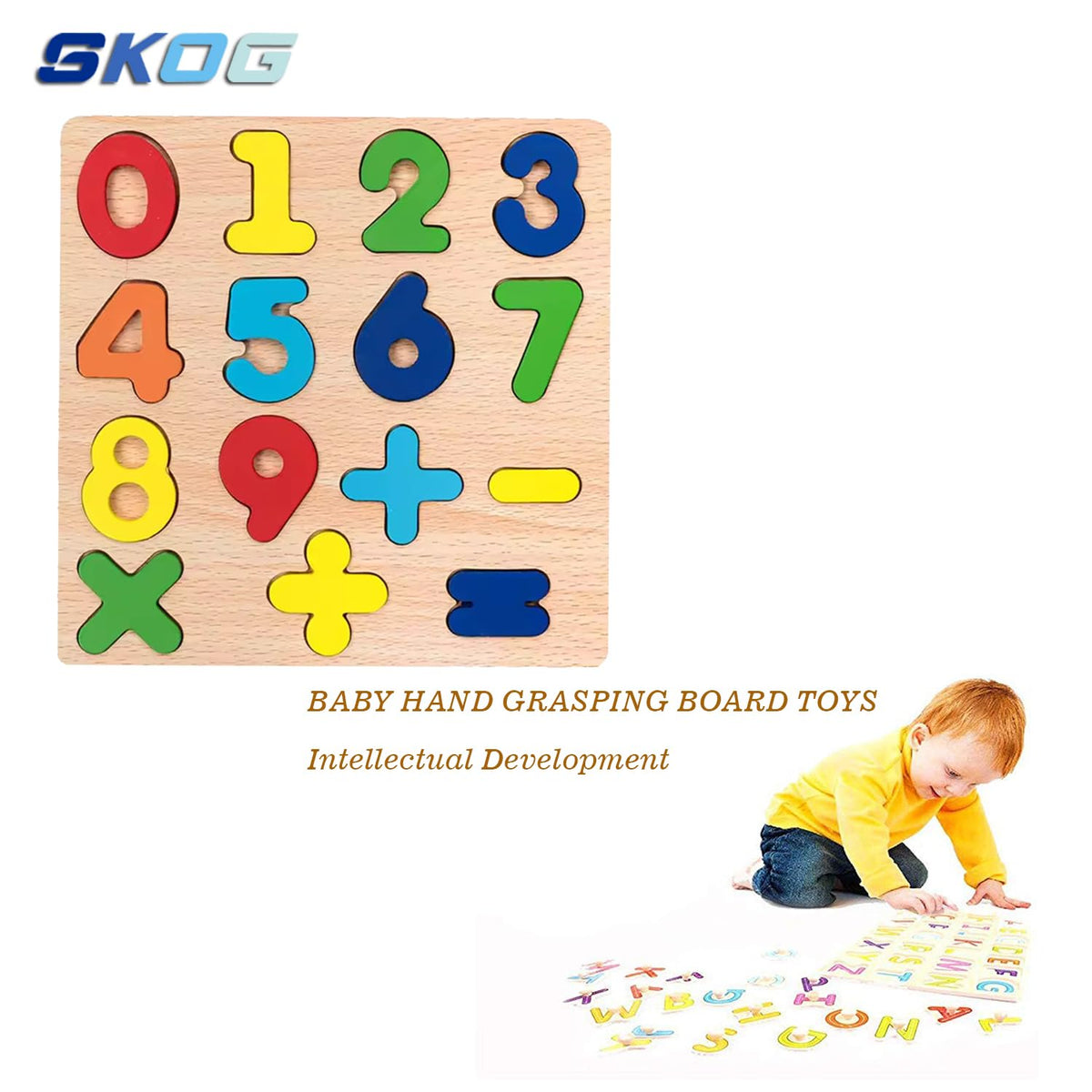 SKOG Wooden Numbers Learning Puzzle Board Kids Toy
