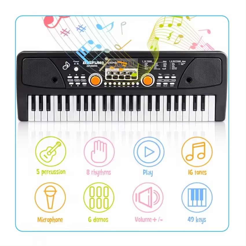 URBAN TOYS 49 Keys Piano Keyboard Electronic Organ with Microphone