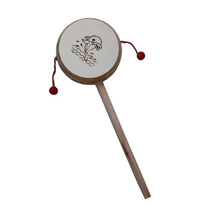 Handcrafted Wooden Damru Toy: Kids' Musical Instrument, Educational Fun, Brown