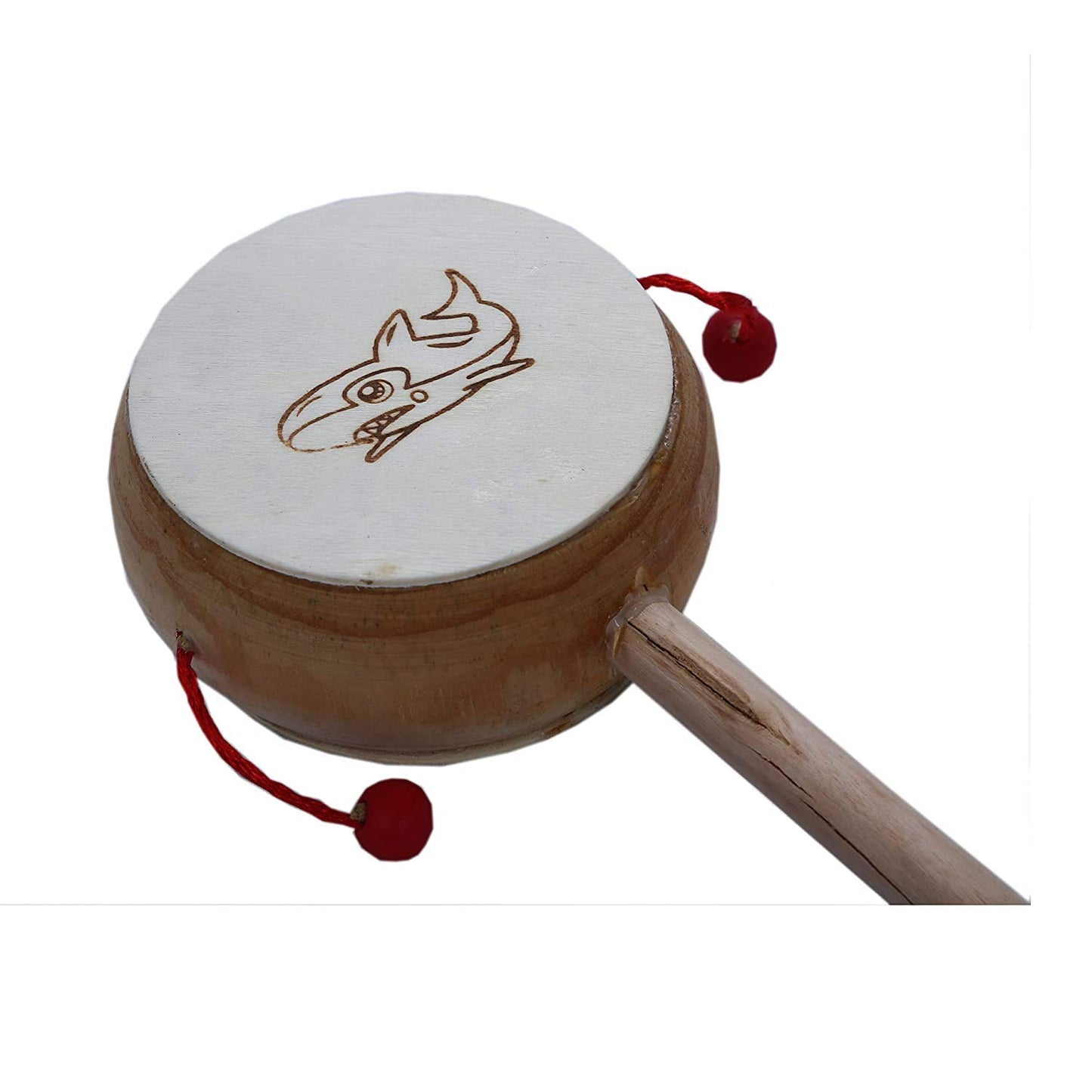 Handcrafted Wooden Damru Toy: Kids' Musical Instrument, Educational Fun, Brown