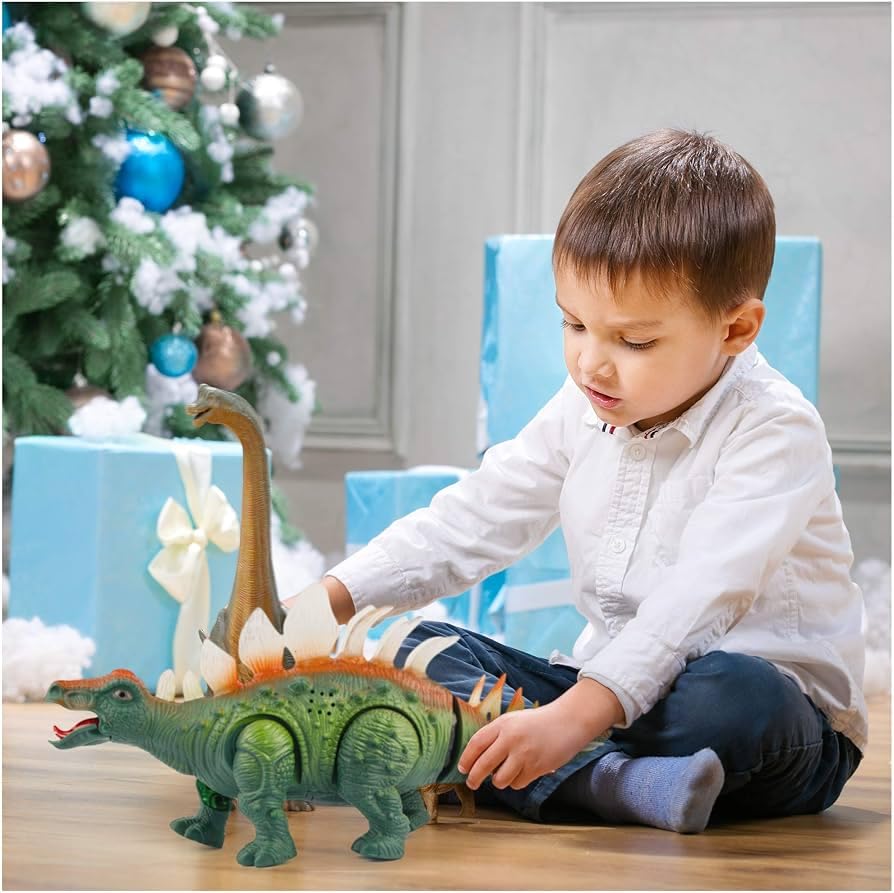 Jy4025 Electric Walking Stegosaurus Dinosaur Sound Light Toy