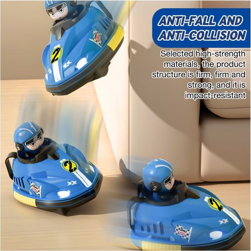 TIPTOP Go Kart Remote Control Cars for Kids – 2 Player RC Ejecting Bumper Cars (2-Pack) | Cartoon Vehicles with Lights & Music, Fast/Slow Speeds, USB Charging