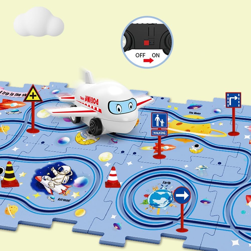 DIY Assembling Electric Trolley Puzzle Track Car Race Set