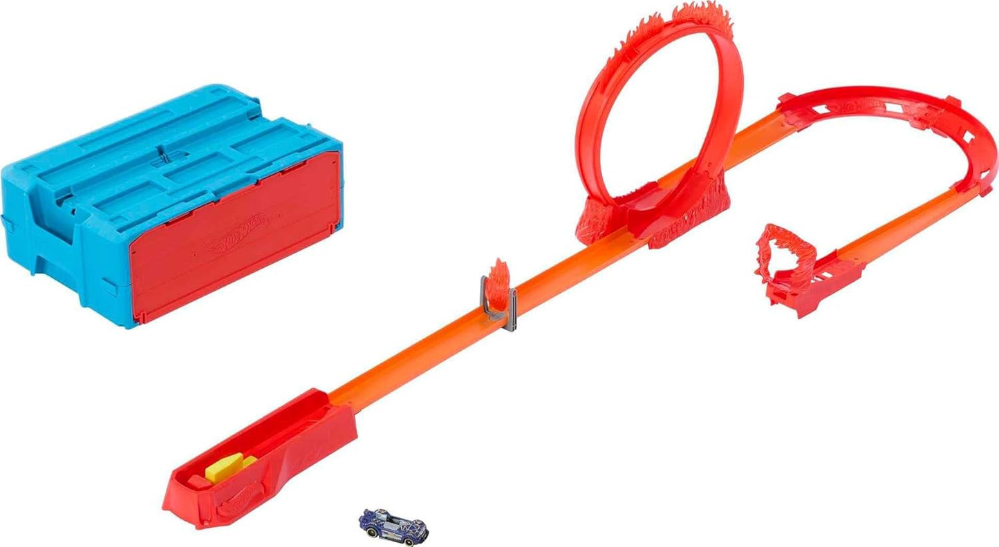 Hot Wheels Track Builder Flame Stunt Pack Fire-Themed Racing Set