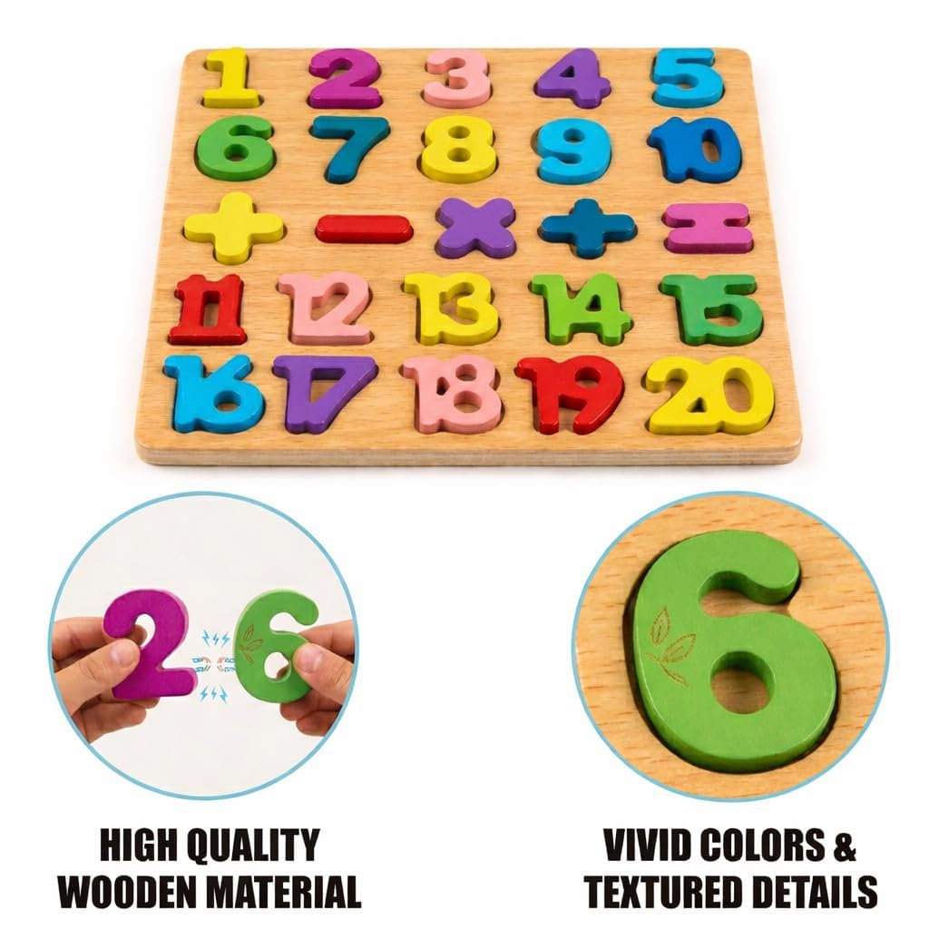 Wooden Number Puzzle 1 to 20 Kids Educational Toy