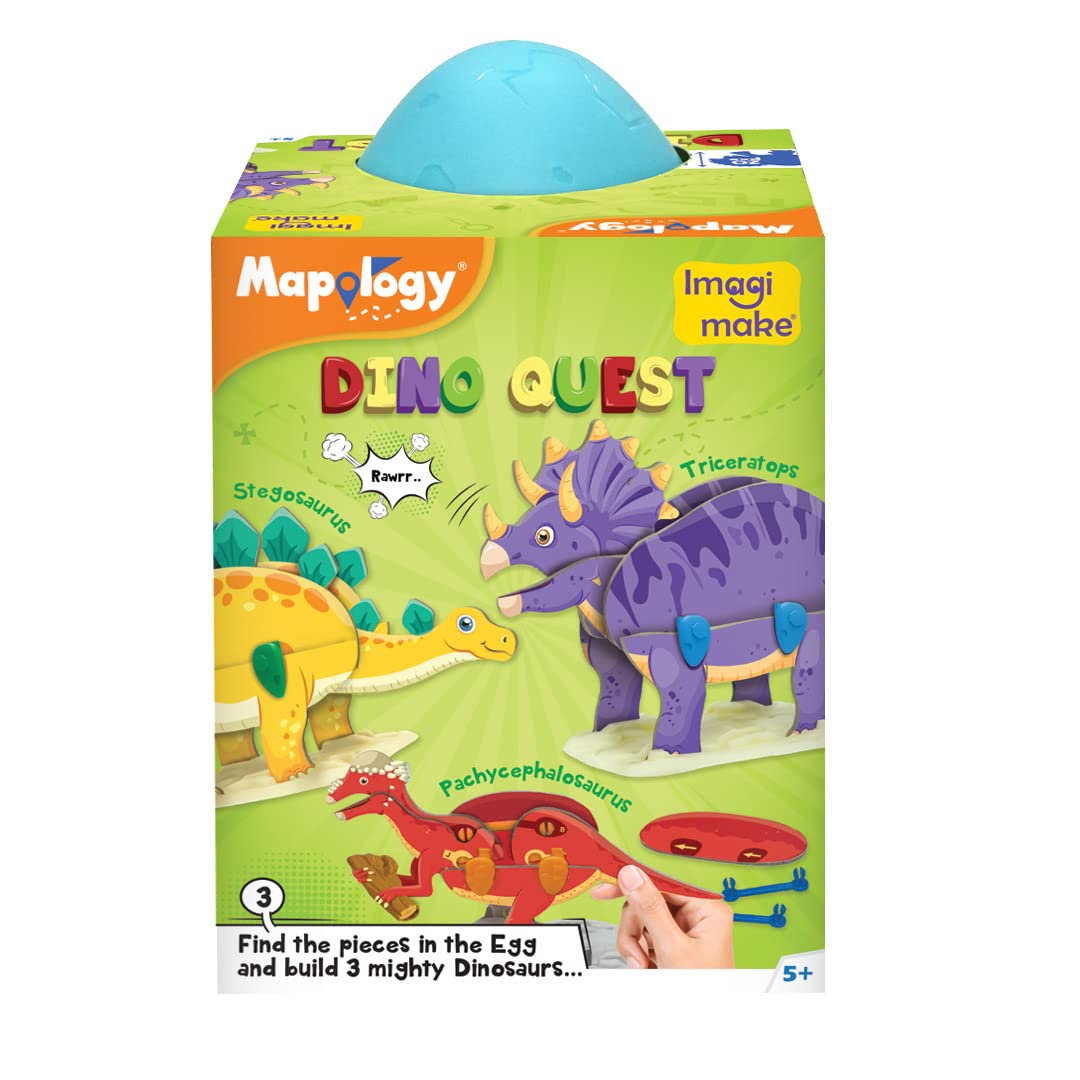 Imagimake Dino Quest 3D Puzzle: Surprise Egg Dinosaur Toy for Kids 5-8
