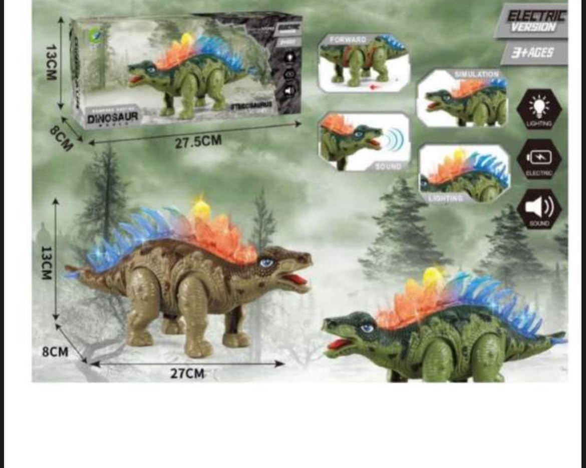 Jy4025 Electric Walking Stegosaurus Dinosaur Sound Light Toy