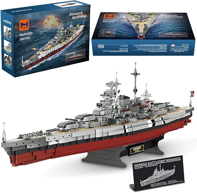 MISINI FC4201 German Battleship Bismarck Military Warship Building Toy