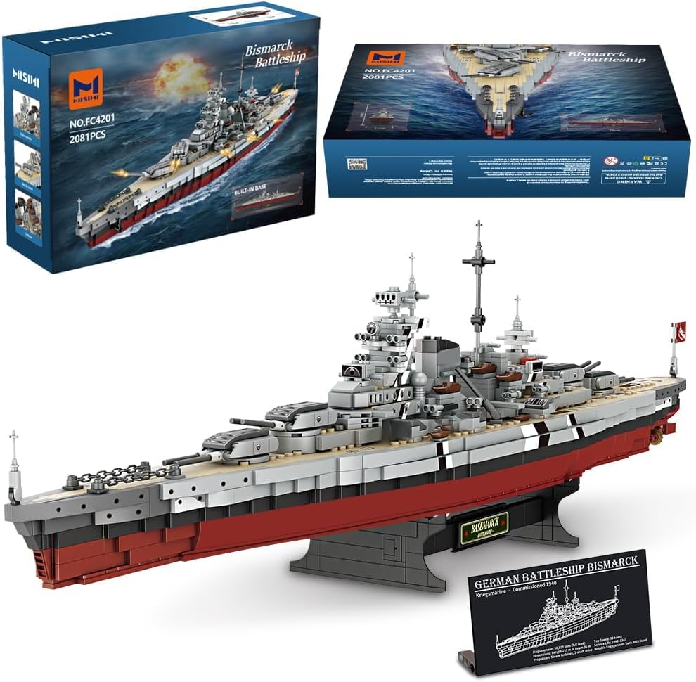 MISINI FC4201 German Battleship Bismarck Military Warship Building Toy