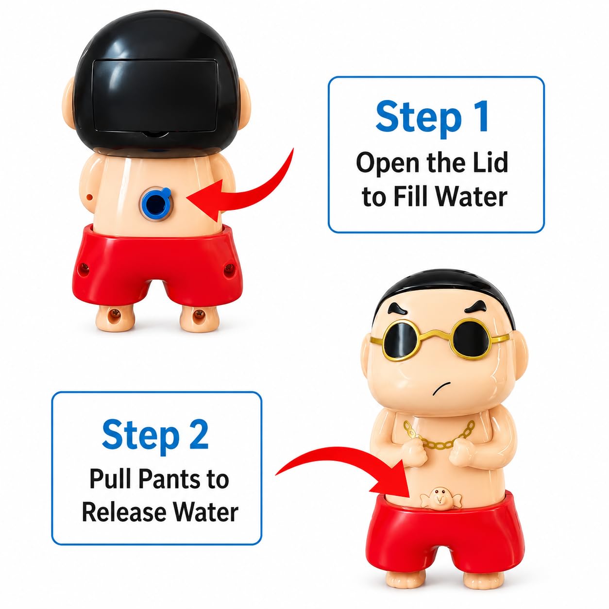 Degomart Shinchan Water Spray Squeeze Prank Toy 4.3in Red