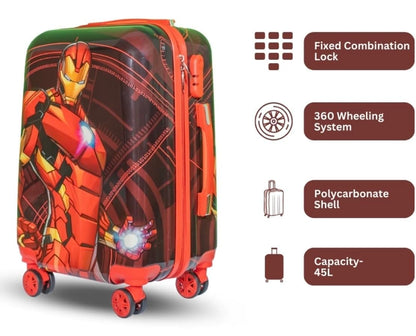 ADSON Iron Man 16-Inch Hardsided Kids Trolley Luggage with 360° Spinner Wheels