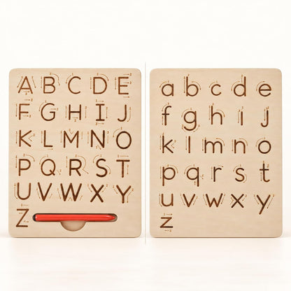 PUREjoy Wooden Alphabet Tracing Board Kids Toy
