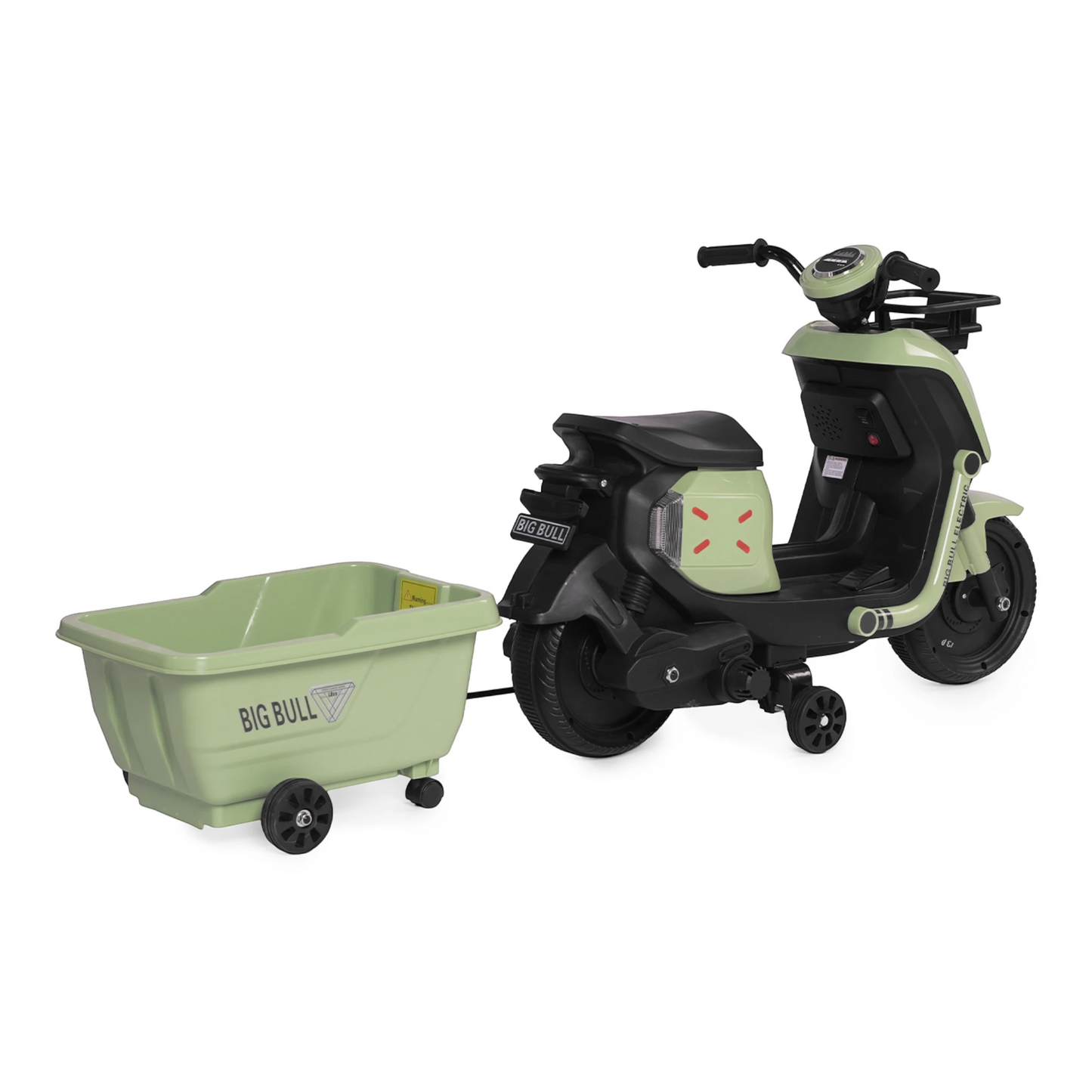 Toy House EV NIU Ride-On Scooter with Trailer for Kids EV06-Green - Age 3+