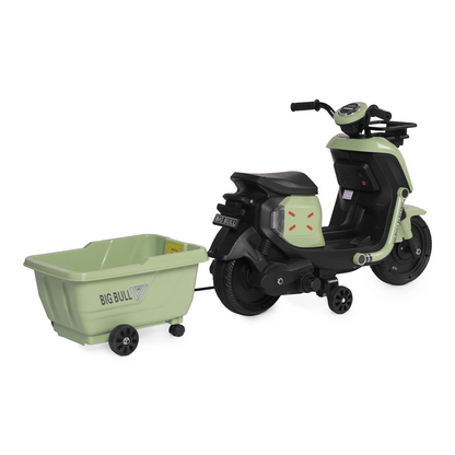 Toy House EV NIU Ride-On Scooter with Trailer for Kids EV06-Green - Age 3+