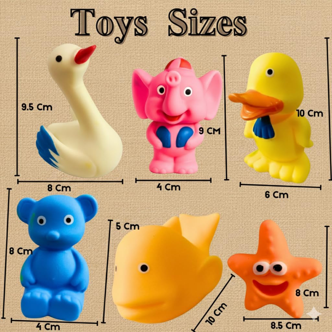 Animal Squeeze Bath Toys 6 Pcs Set