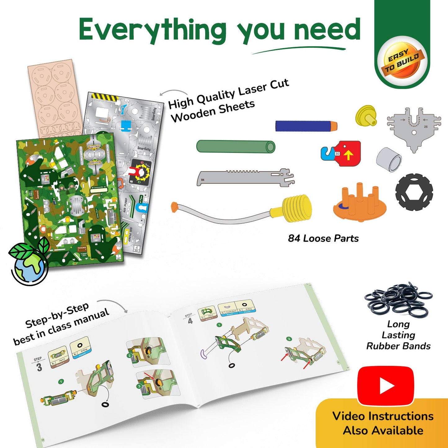 STEM Air-Powered Missile Truck Construction Toy Kit - Ages 8-14 Years