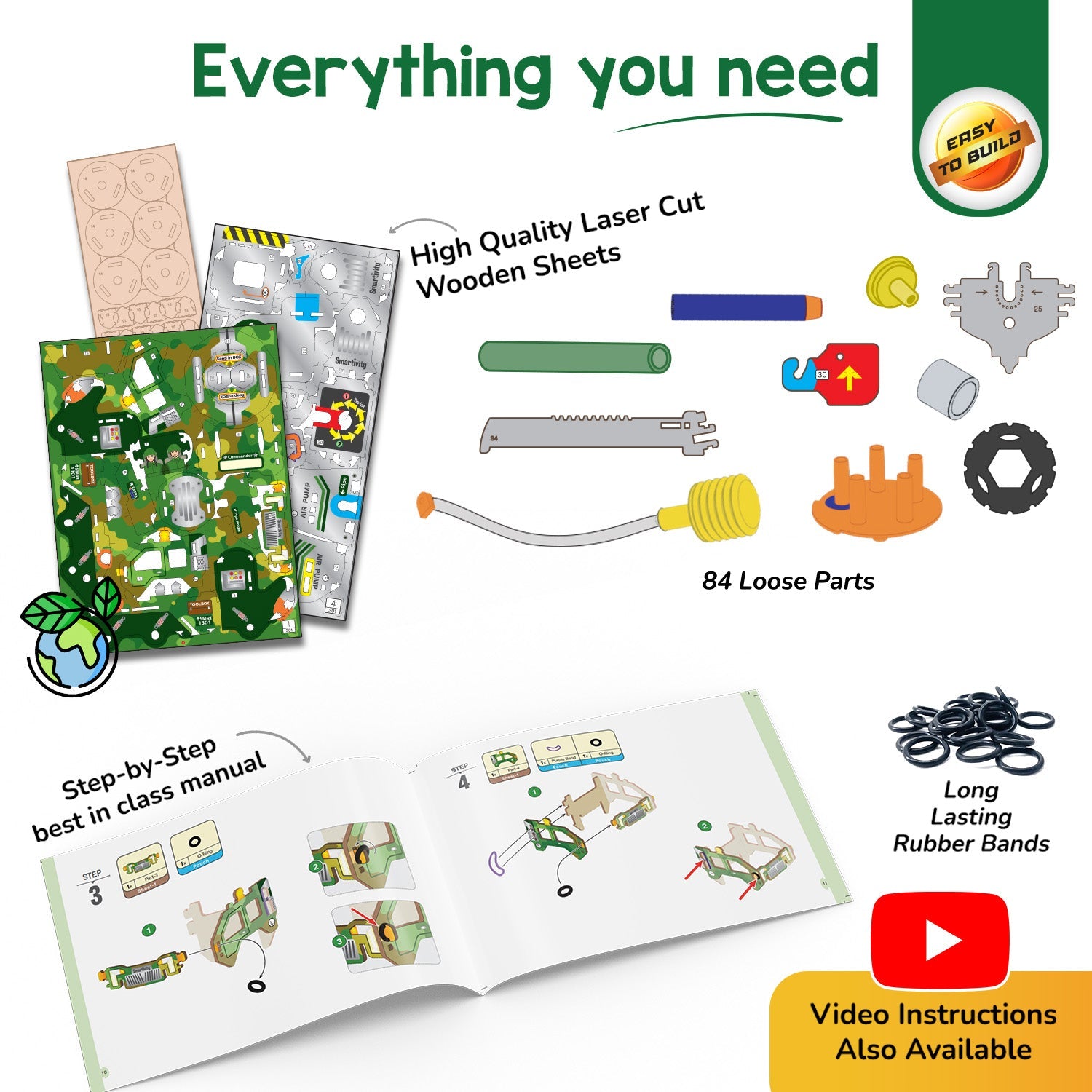 STEM Air-Powered Missile Truck Construction Toy Kit - Ages 8-14 Years