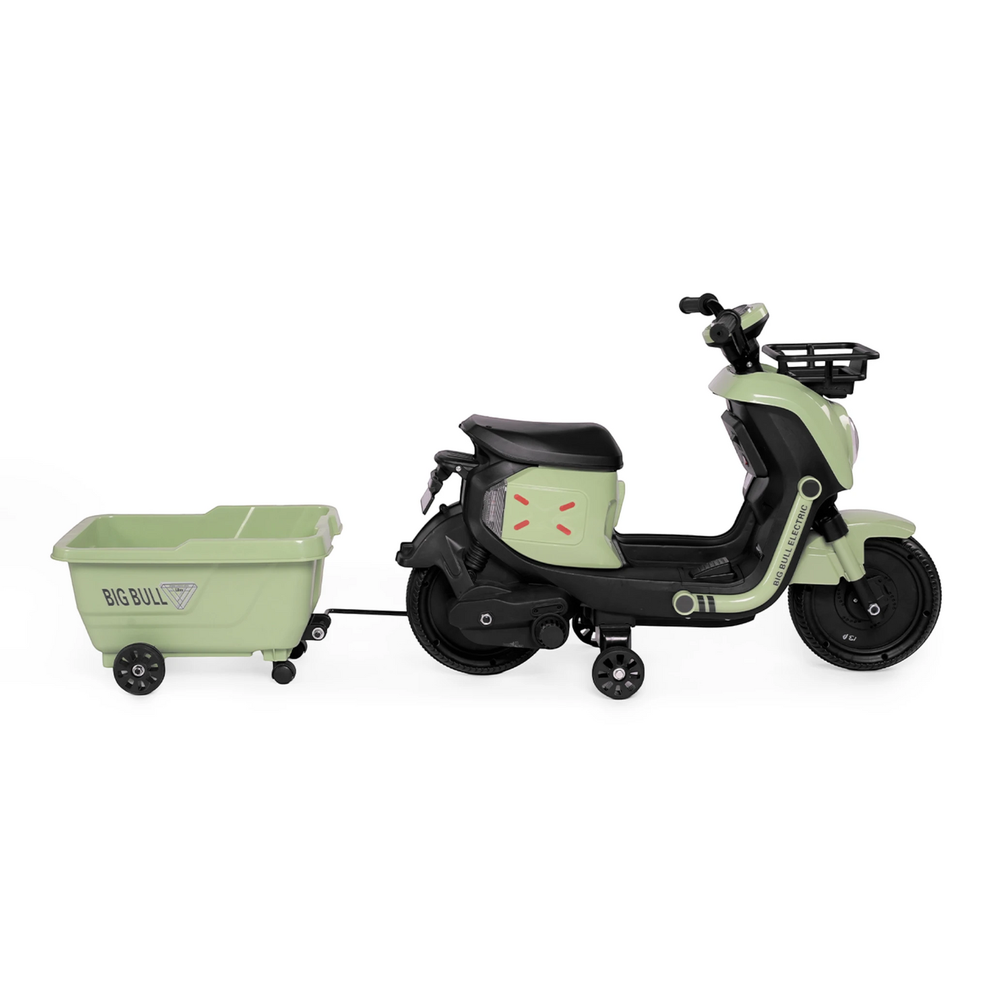 Toy House EV NIU Ride-On Scooter with Trailer for Kids EV06-Green - Age 3+