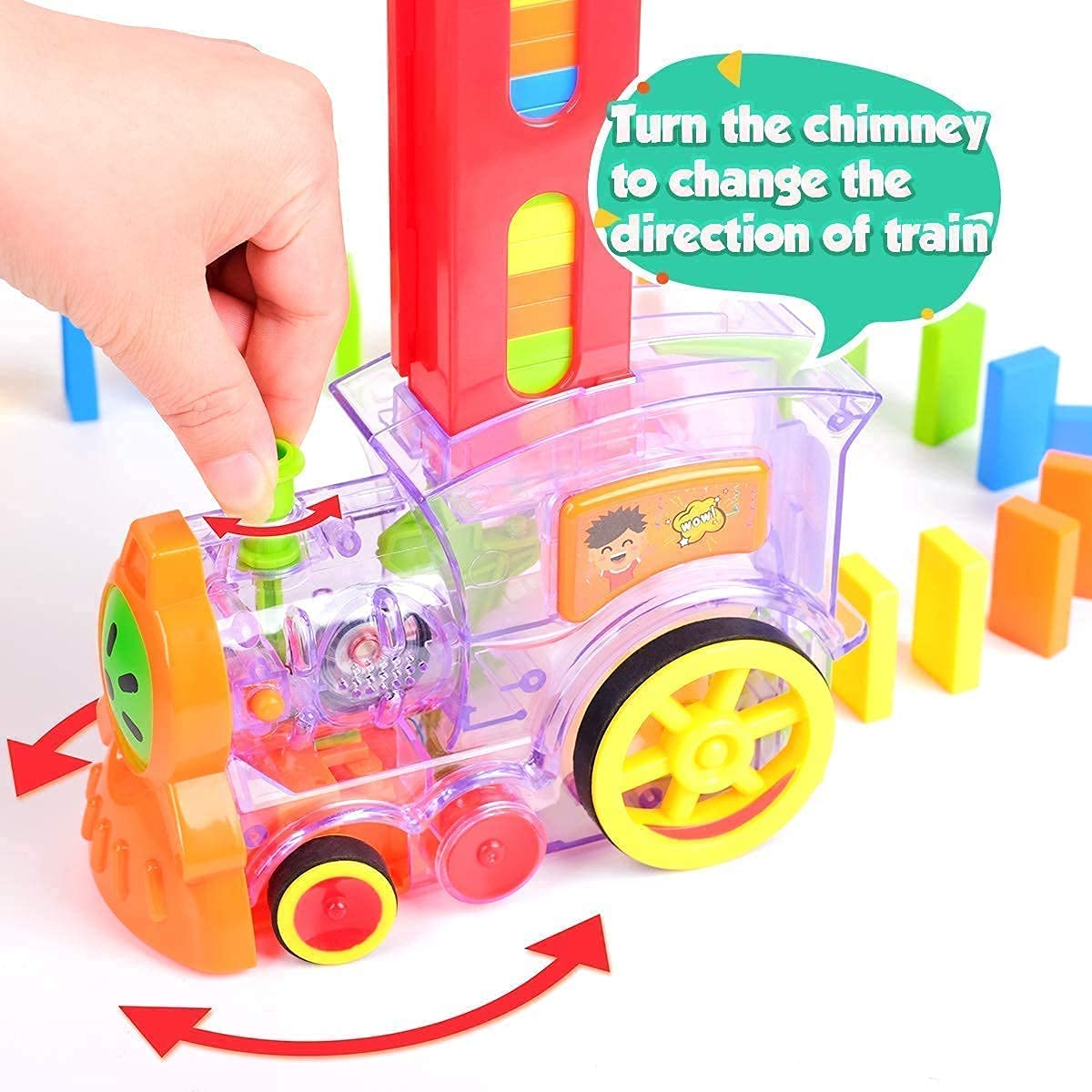 OCTRA Automatic Domino Train: Sound, Light, Colorful Brick Laying Fun