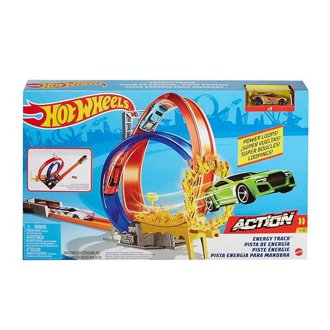 Hot Wheels Energy Track Set with Double Stunt Loop and Fire Ring