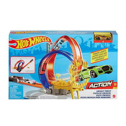 Hot Wheels Energy Track Set with Double Stunt Loop and Fire Ring