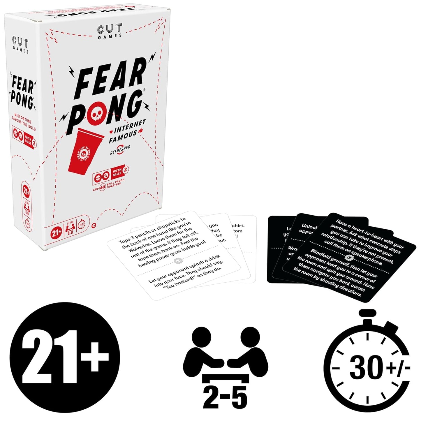 Fear Pong Adult Party Game: Internet Famous Extreme Dares & Wild Challenges