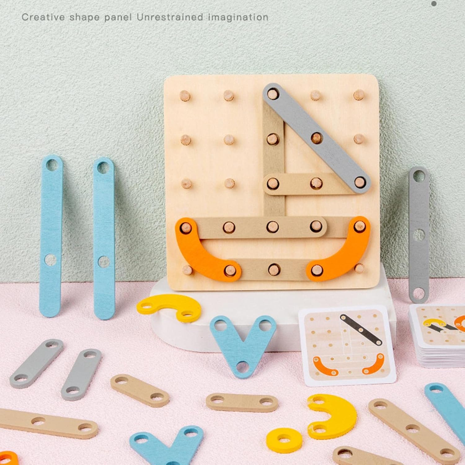 4 Pcs Wooden Shape Matching Puzzle Jigsaw Pegboard Activity STEM Toy