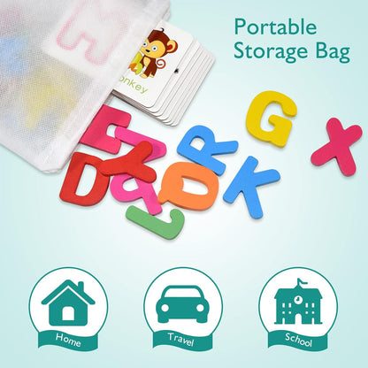 ZIB Wooden Alphabet Learning & Spelling Game: Educational Flash Cards for Kids