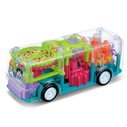 Manvik Enterprises gearbus1 Transparent Gear Bus Bump & Go Light Music Toy