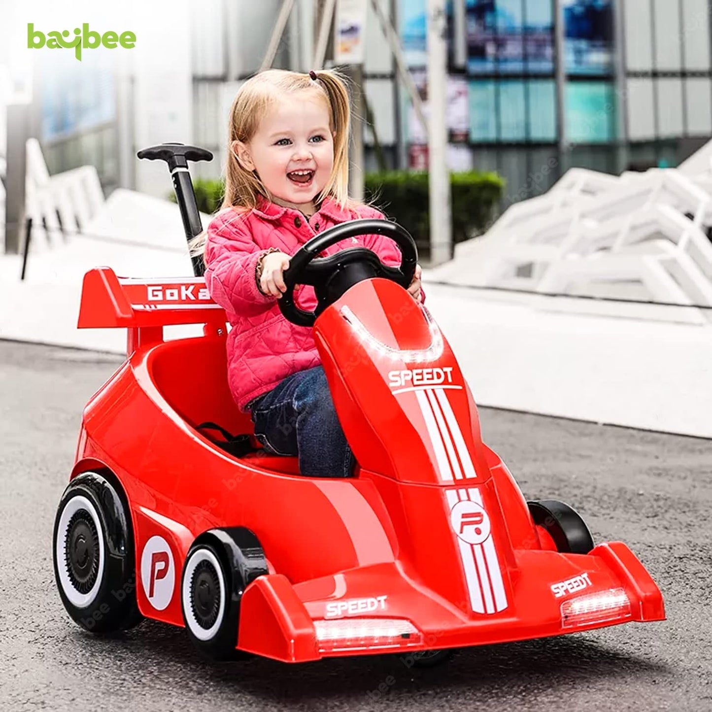 Tip Top Electric GoKart Battery Operated Car for Kids, Ride On Toy Kids Car with Music, Led Light | Ride on Baby Big Electric Car | Go Kart Battery Car for Kids to Drive 2 to 4 Years Boy Girl (Red)
