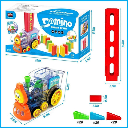 OCTRA Automatic Domino Train: Sound, Light, Colorful Brick Laying Fun