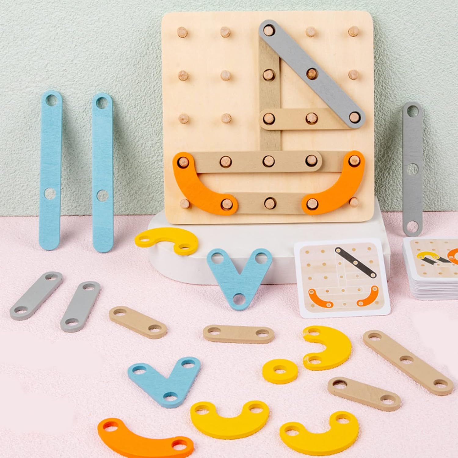 4 Pcs Wooden Shape Matching Puzzle Jigsaw Pegboard Activity STEM Toy