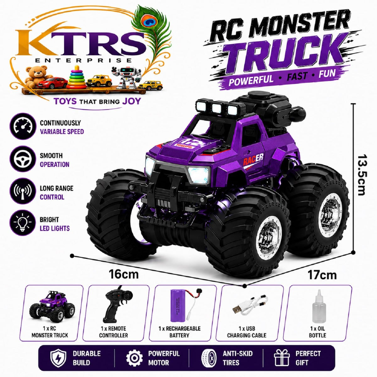 KTRS YL-130-1 Kids 4x4 Off-Road RC Monster Truck Toy