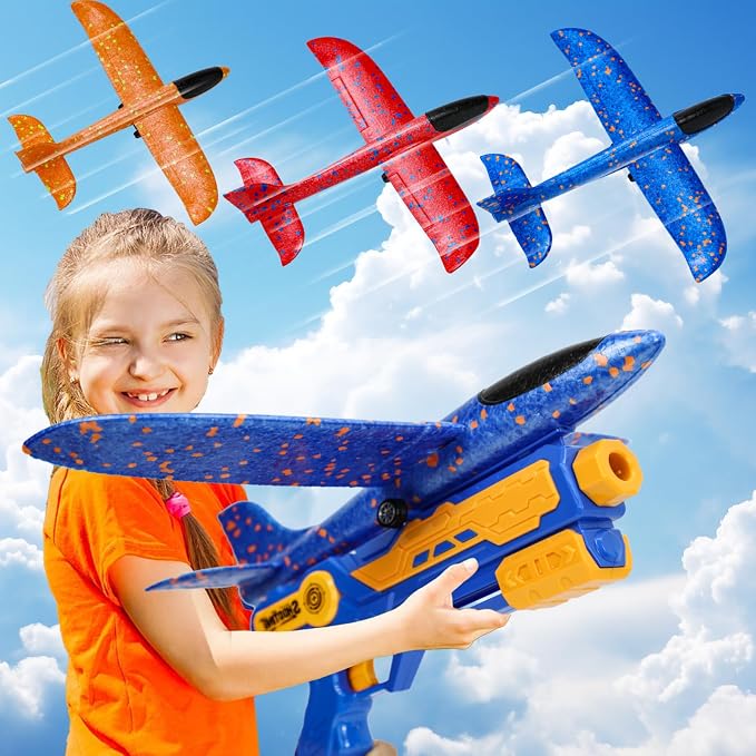 IOUGDSEC 2307 Foam Glider Catapult Aeroplane Launcher Toy