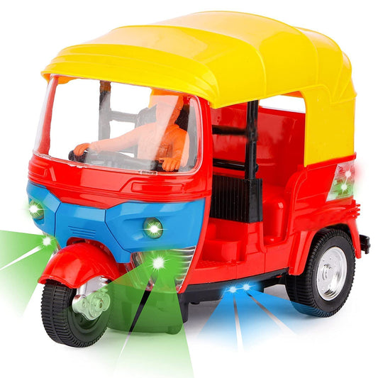 Battery Operated Auto Rickshaw Toy with LED Lights and Sound