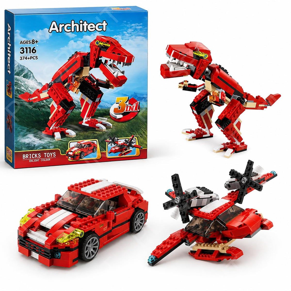 PLUSPOINT dinosaur blocks 3-in-1 Dinosaur Building Blocks Set Toy
