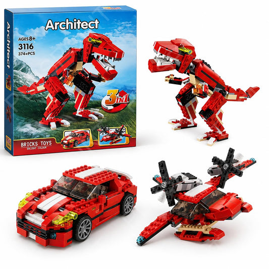PLUSPOINT dinosaur blocks 3-in-1 Dinosaur Building Blocks Set Toy