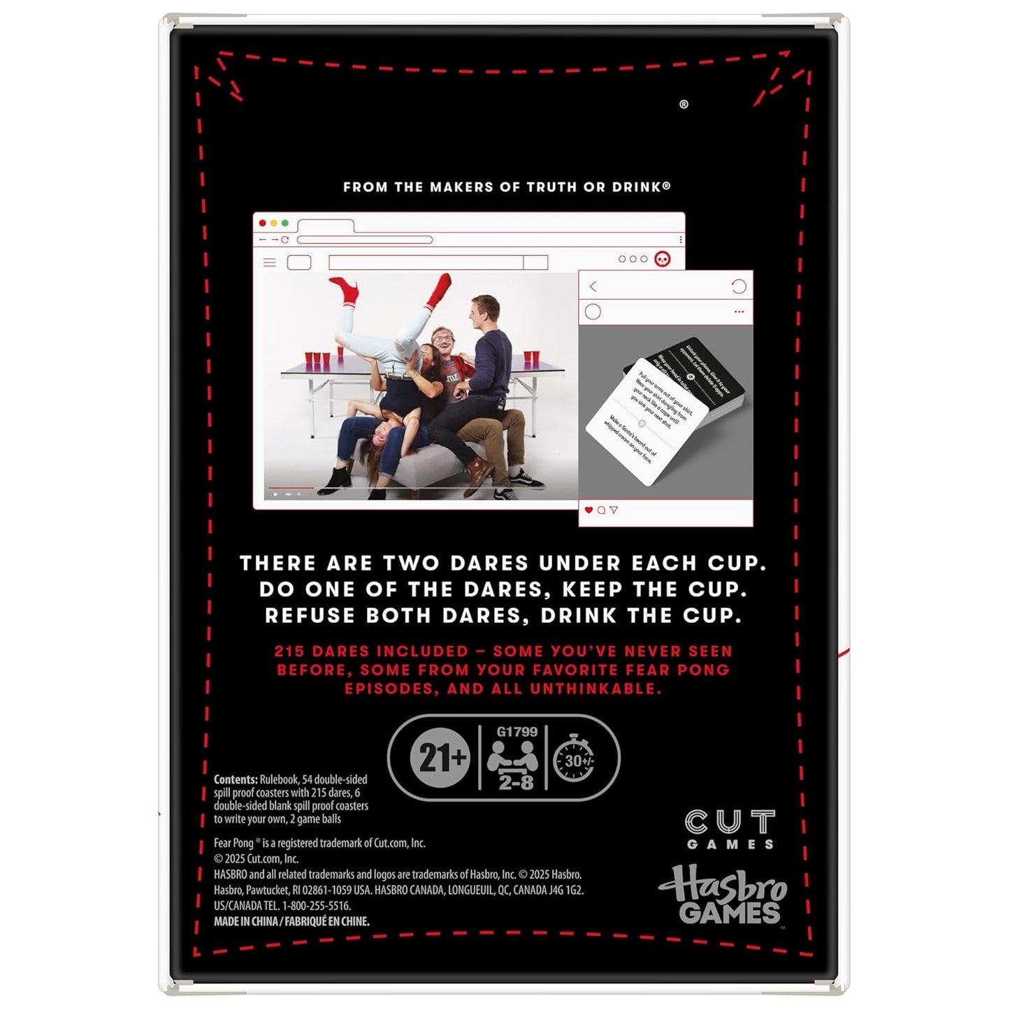 Fear Pong Adult Party Game: Internet Famous Extreme Dares & Wild Challenges