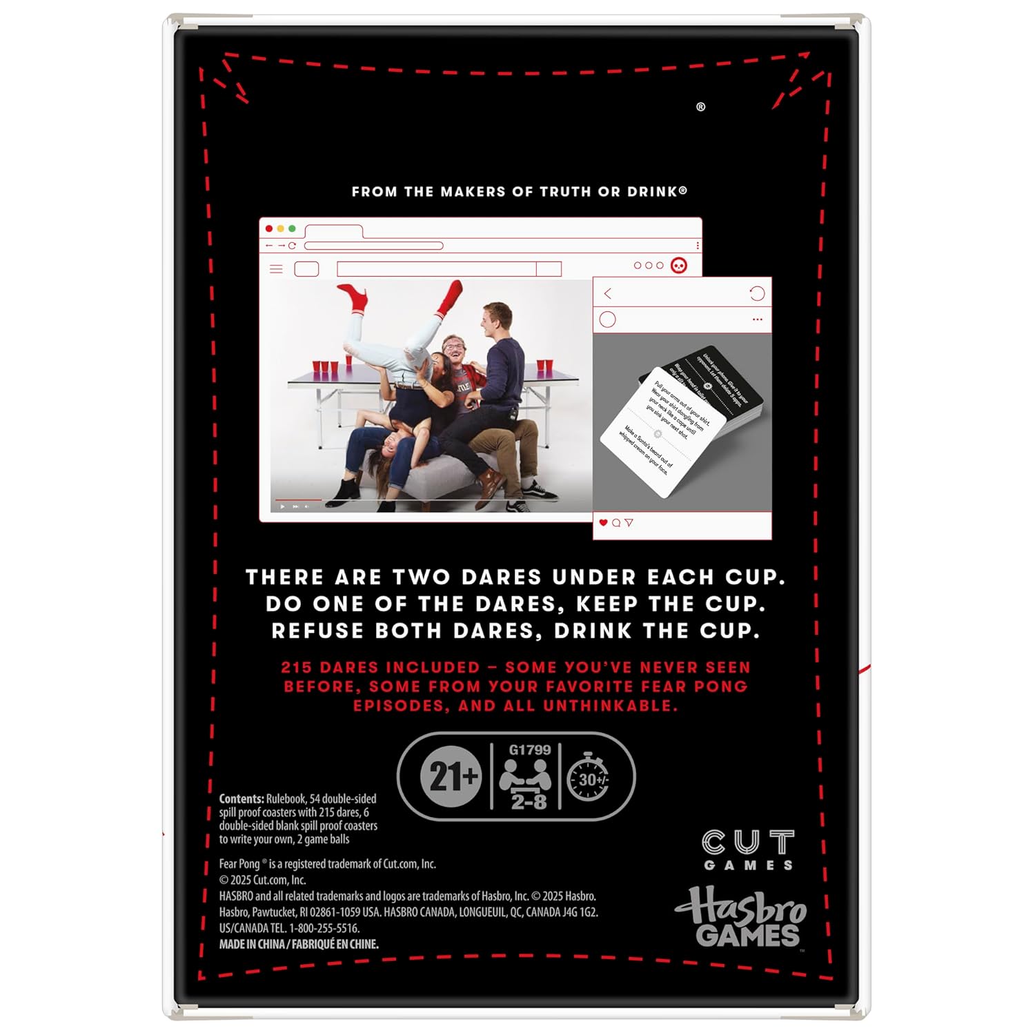 Fear Pong Adult Party Game: Internet Famous Extreme Dares & Wild Challenges