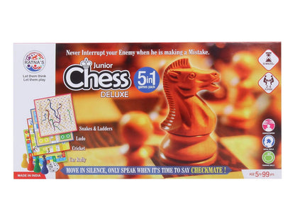 Ratna's 5-in-1 Junior Deluxe Waterproof Board Game Set with Chess