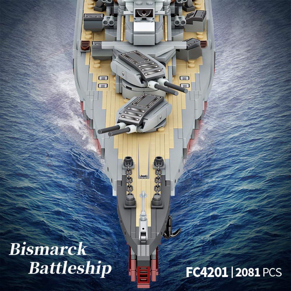 MISINI FC4201 German Battleship Bismarck Military Warship Building Toy