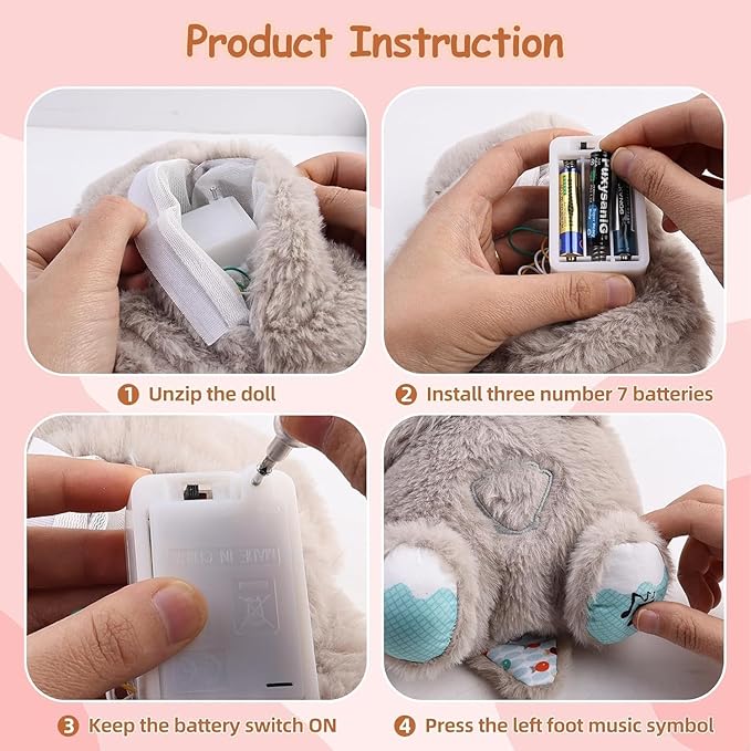 TIPTOP Breathing Teddy Soothing Plush Toy with Rhythmic Motion and Music