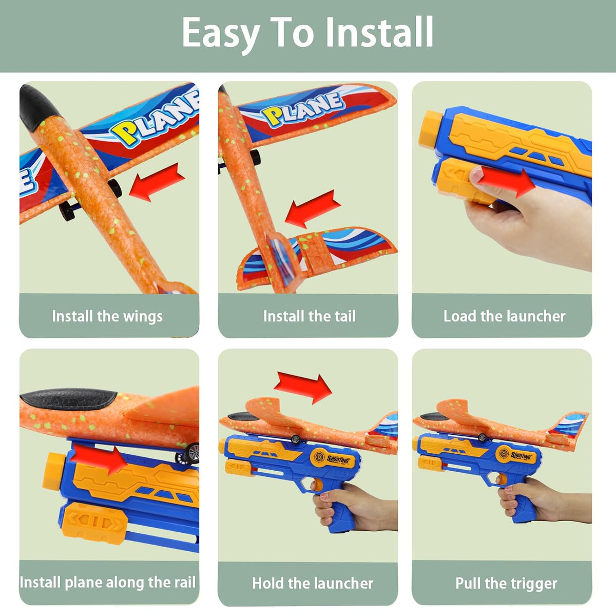 IOUGDSEC 2307 Foam Glider Catapult Aeroplane Launcher Toy