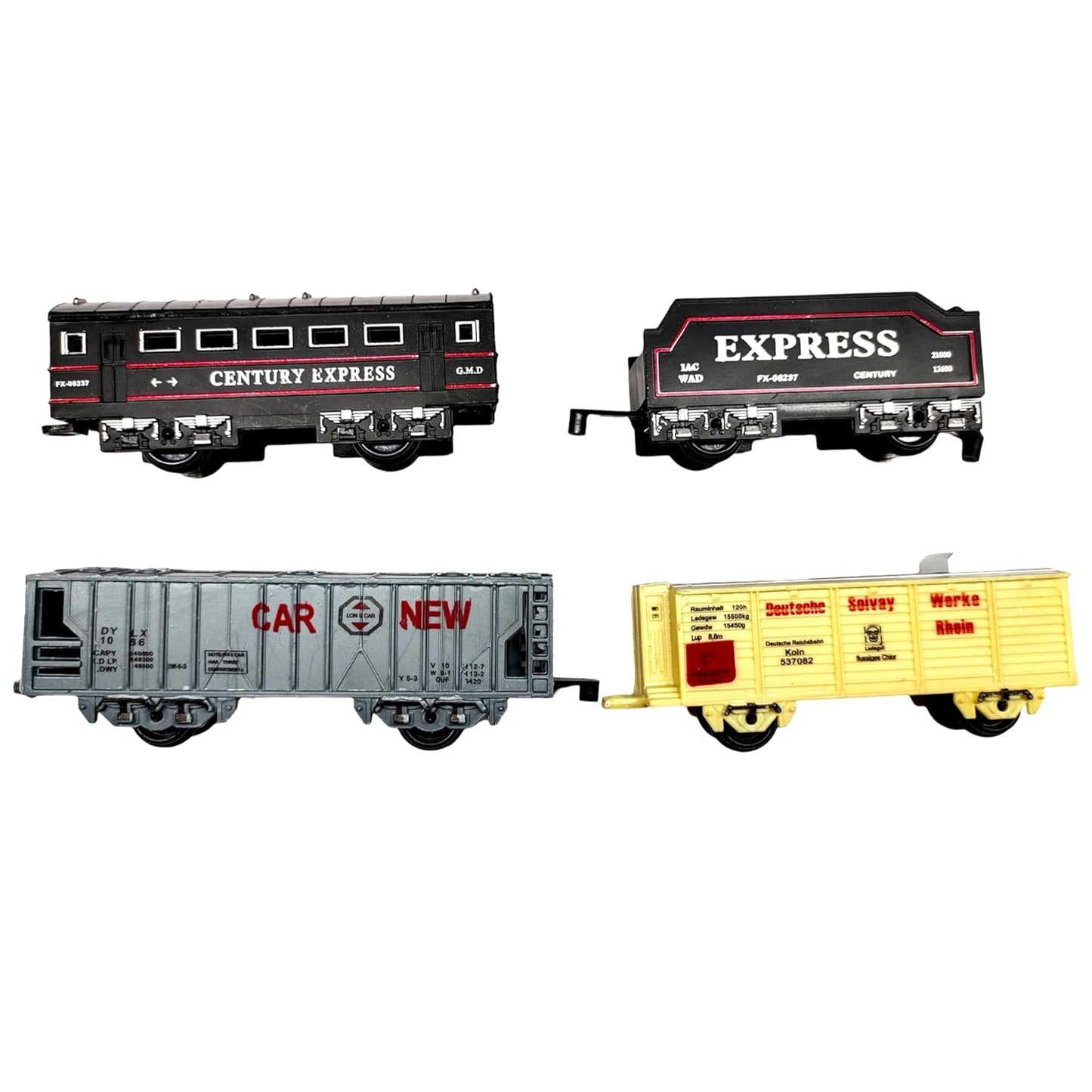 Black Battery Operated Toy Train Set for Kids with Round Track, 19 Pieces Plastic Engine