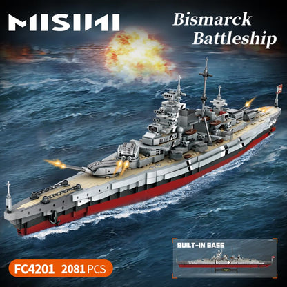MISINI FC4201 German Battleship Bismarck Military Warship Building Toy