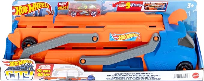 Hot Wheels City Speed Track Transporter and 1:64 Scale Car