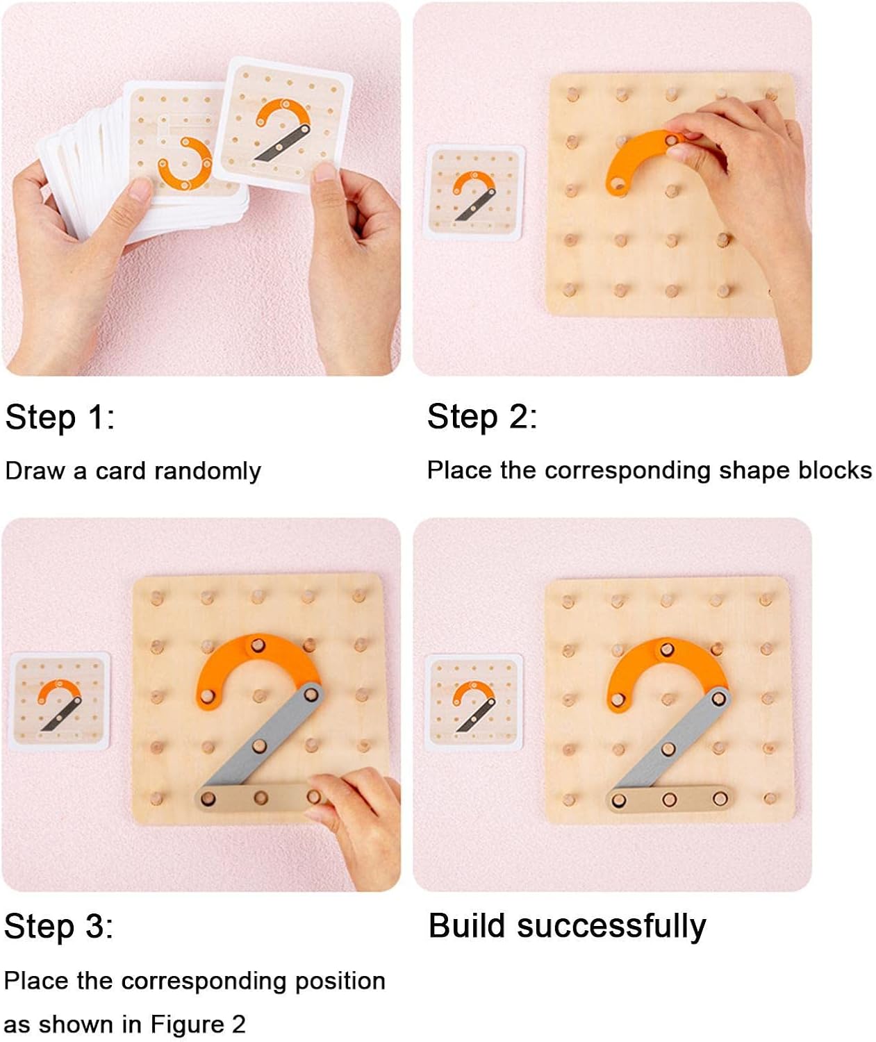 4 Pcs Wooden Shape Matching Puzzle Jigsaw Pegboard Activity STEM Toy