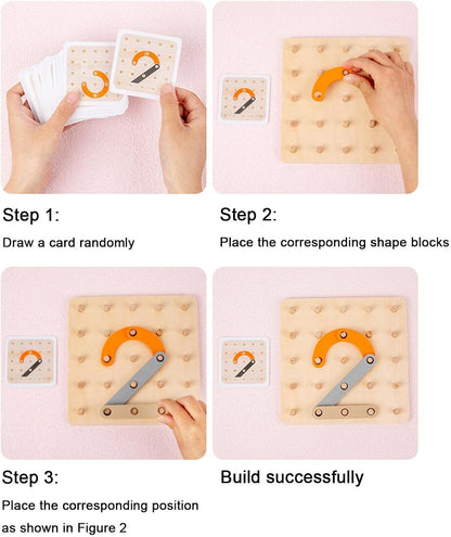 4 Pcs Wooden Shape Matching Puzzle Jigsaw Pegboard Activity STEM Toy