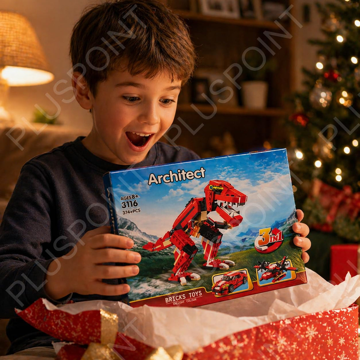 PLUSPOINT dinosaur blocks 3-in-1 Dinosaur Building Blocks Set Toy
