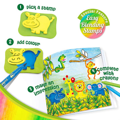 Imagimake Animal Kingdom Stamp Art Mess-Free Kids Coloring Set 3+ Years